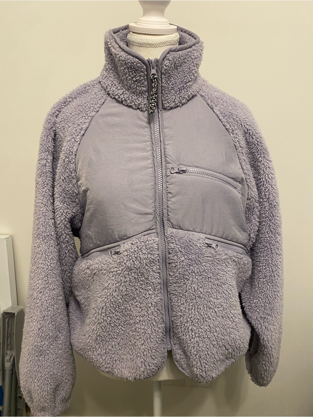 BDG Lavender Teddy Sherpa Zip Jacket